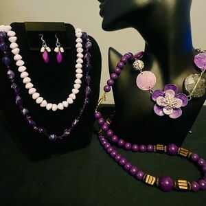 Elegant Purple and Lavender Boho Statement Jewelry Set